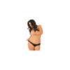 Tanga ouvert noir grande taille avec pièces dentelle sur les fesses 